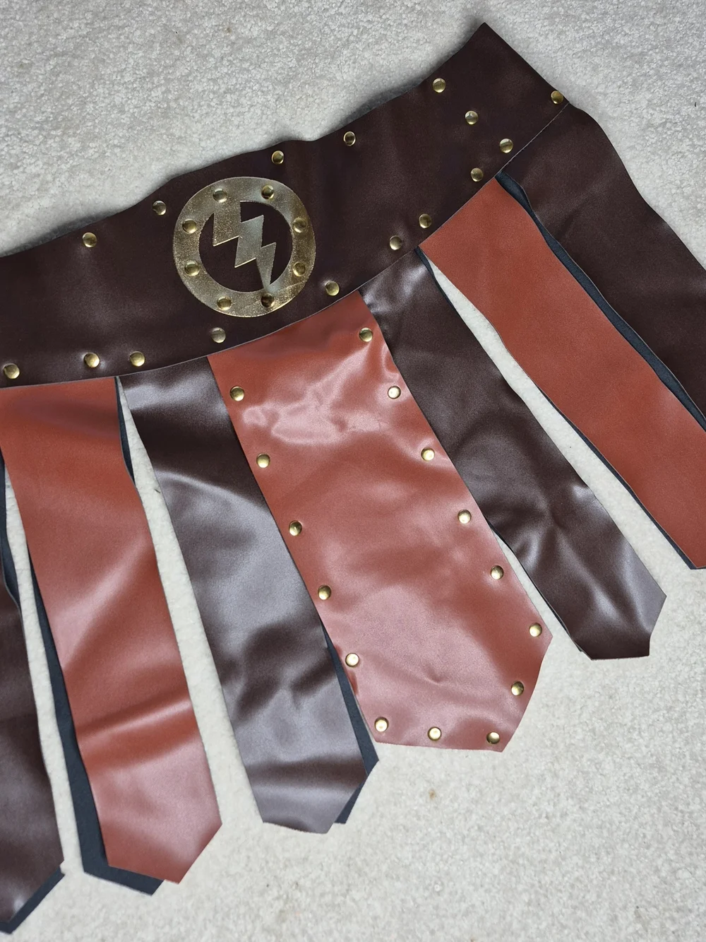 Men's Brown and Rust Leather Studded Gladiator Belt